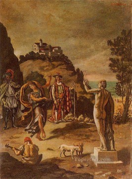 ジョルジョ・デ・キリコ Painting - 風景のある田園風景 ジョルジョ・デ・キリコ 形而上学的シュルレアリスム